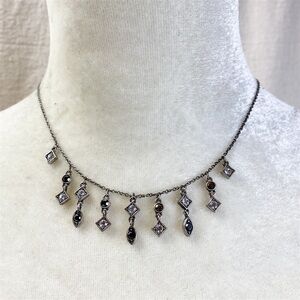 Antiqued silver rhinestone necklace